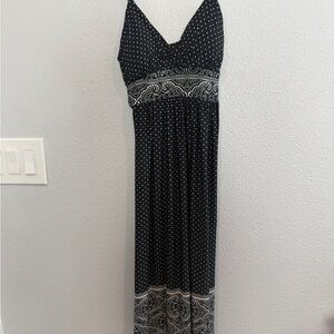 Forever 21 Black Maxi Dress with White Paisley Border